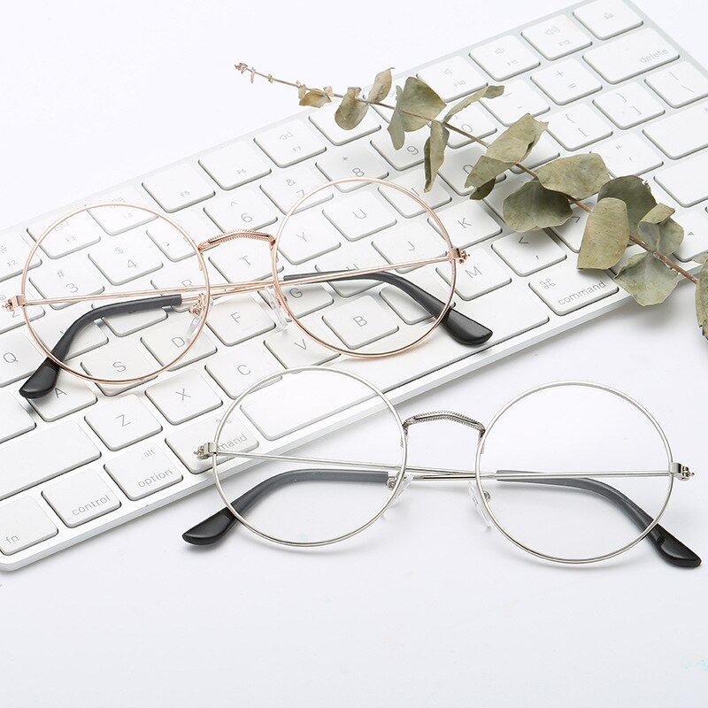 Boys Glasses Retro Vintage Round Glasses Metal Alloy Frame Eyewear Clear Transparent Lens
