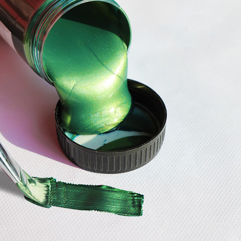 100/300ml Gold Farbe Metallic Acryl Farbe, wasserdicht Nicht Verblasst für Statuen Färbung DIY Hand Gemalt Graffiti Lack Beschichtung: green / 100ml