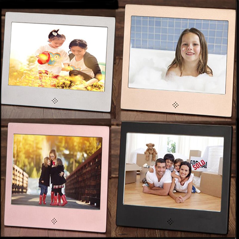 7 inch Metal LED Digital Photo Frame Video Music Calendar Clock Player 1024x600 Resolution with Remote Control