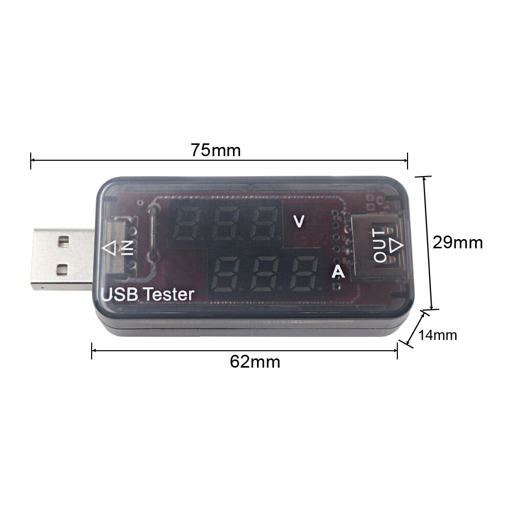 Usb oplader spænding ampere detektor  dc 3v-9v 0-3a telefon opladning volt ampere meter voltmeter amperemeter