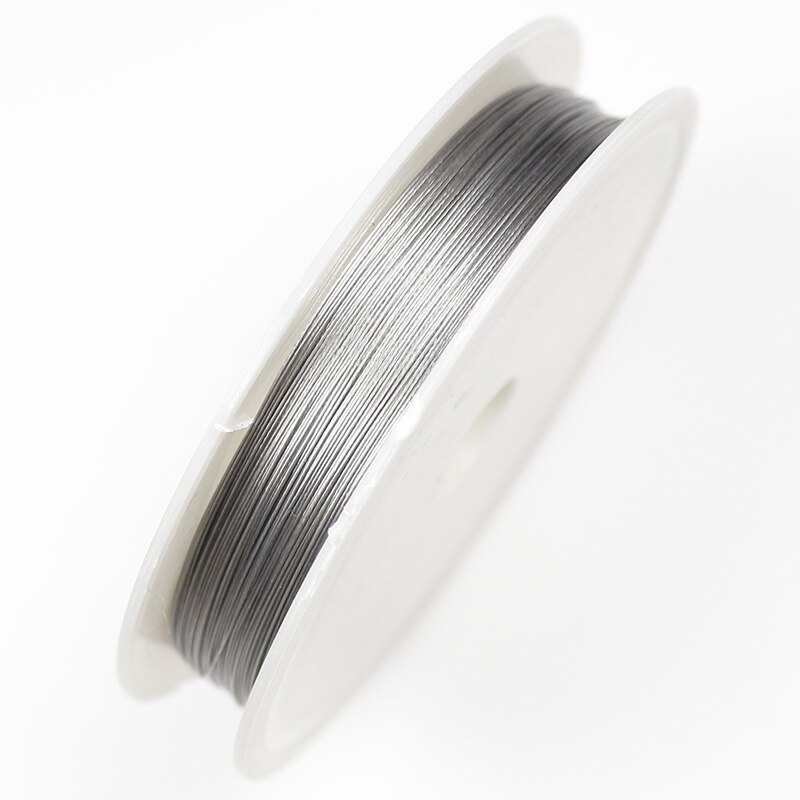 1 rollo de cuerda de alambre de acero/Color dorado 0,3 0,38 0,45 0,5 0,6 0,7 0,8mm, cables de alambre de acero inoxidable, accesorios para fabricación de joyas DIY: 0.38mm 50meters / steel color