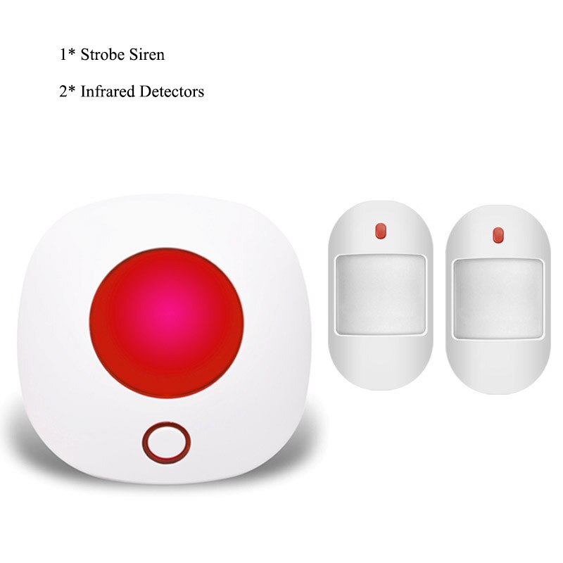 Tuya-sirena estroboscópica Wifi, sistema de alarma antirrobo de seguridad para el hogar, 433MHz, sirena de sonido y luz inalámbrica, compatible con Alexa y Google Home: Doorsensor IR Sensor / Enchufe europeo