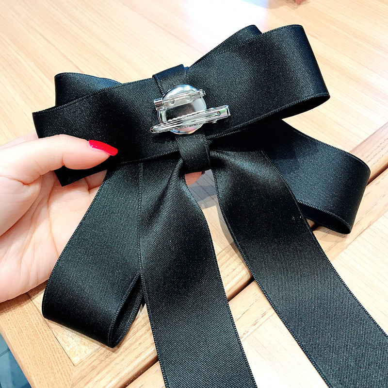 Korean High-end Black Rhinestone Bow Brooch Jewelry Luxury Exaggerated Large Neckpin Bowtie Brooches for Women Accessories