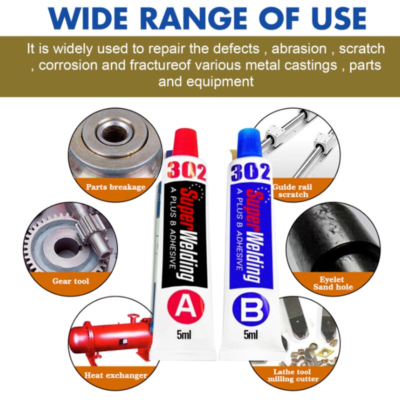 2 Stks/set Premium Metalen Reparatie Gel Koud Lassen Industriële Lijm Diy Thuis Reparatie Hittebestendigheid Permanente Sneldrogende Ab lijm