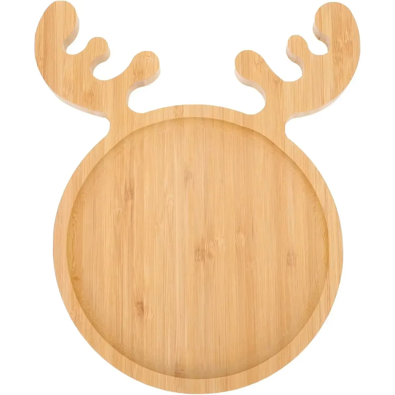 Plato de madera con dibujos de ciervos para niños, bandeja de madera para aperitivos/Sushi/fruta, ecológico, , para comer, 1 Uds.