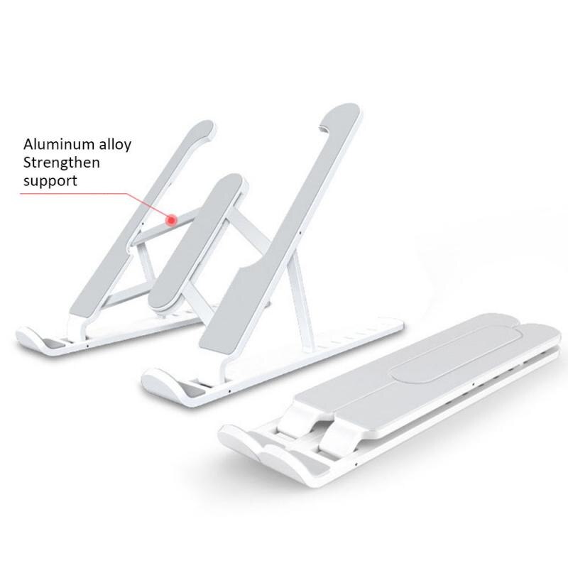 Bærbart laptop stativ foldbar støtte base notebook stand holder til macbook pro air hp lapdesk computer beslag riser: Hvid
