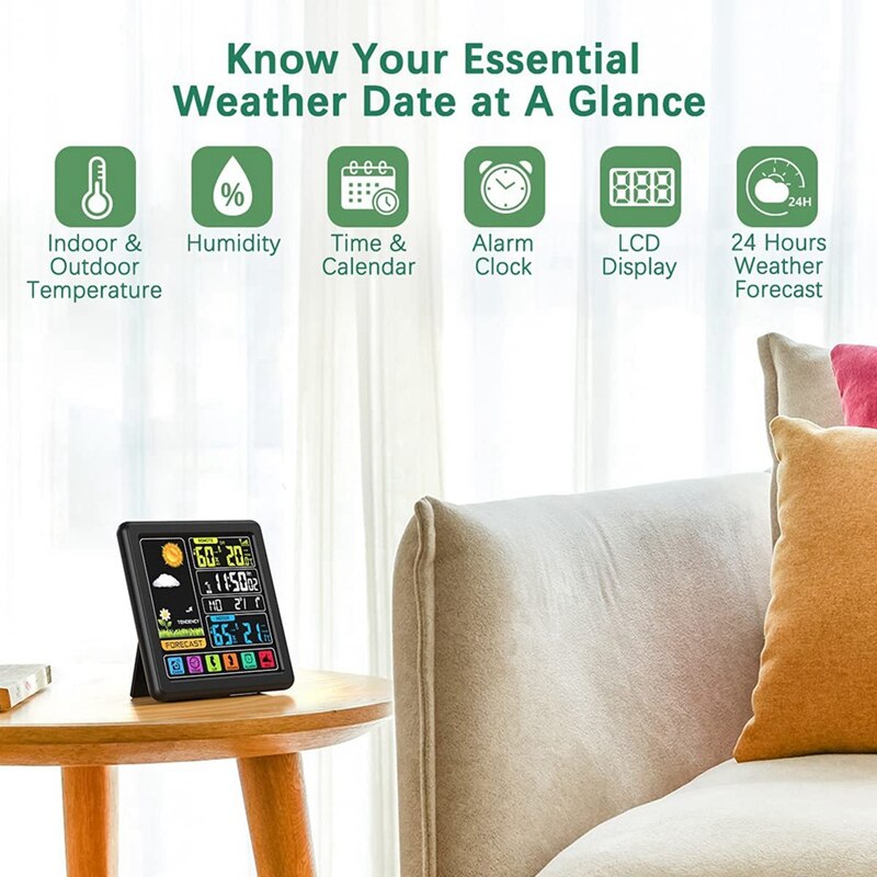 Weerstations Thermometer Hygrometer Sensor Digitale Monitor Volledige Touchscreen Draadloze Weer Klok