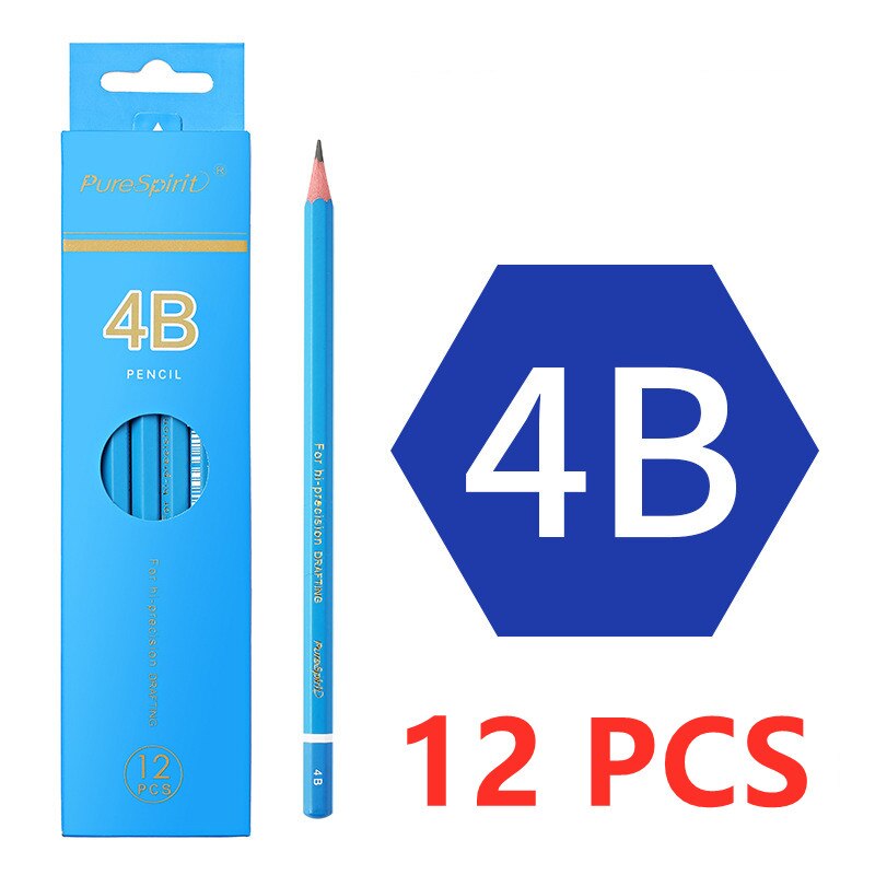 12 pcs/box pencil 2B to 14B Full range of art pencils student painting pen sketch pen wooden charcoal pencil: A9