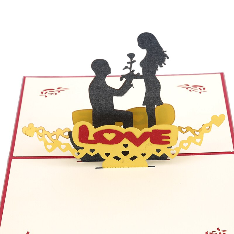 Pop-Up Greeting Cards 3D Cutting Courtship Wedding Invitation Greeting Card Wedding Valentine'S Day Greeting Card: Default Title