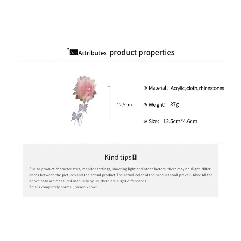 Fleurs de gaze rose strass papillon longue frange requin griffes de cheveux pour les femmes Super fée douce Fairycore accessoires