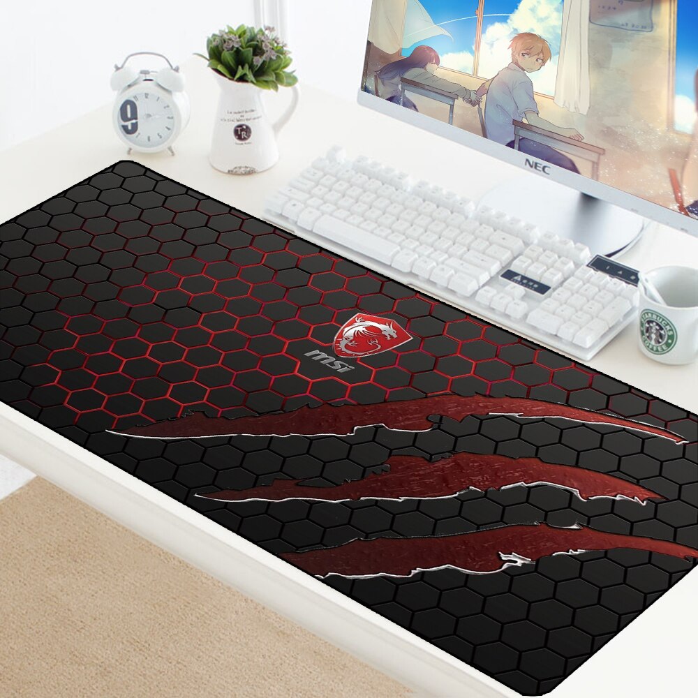 Alfombrilla de ratón grande XXL MSI, antideslizante, de goma, para teclado, ordenador portátil, velocidad, ratón de escritorio: 4 / Size 800x300x2 mm
