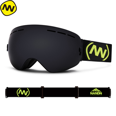 Nandn skibriller snowboard dobbelt lag  uv400 anti-dug store skimaske briller skiløb: Sort ramme-sort