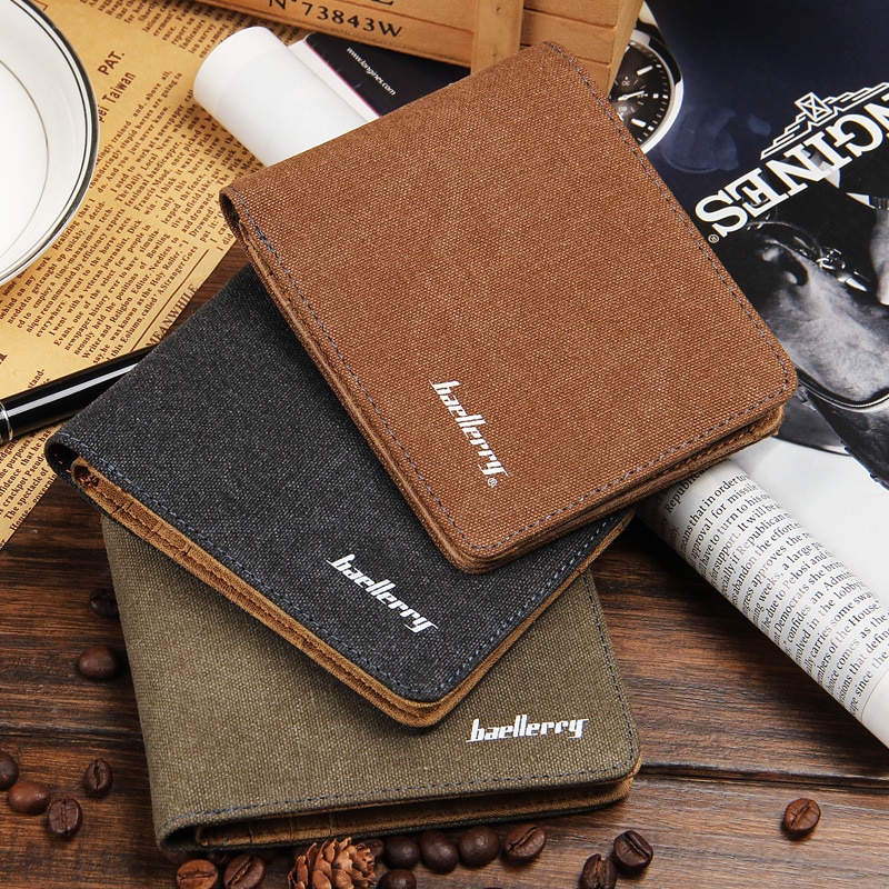 Men Wallets Soft Linen Wallet Casual Short Style 3 Colors Credit Card Holder Purse