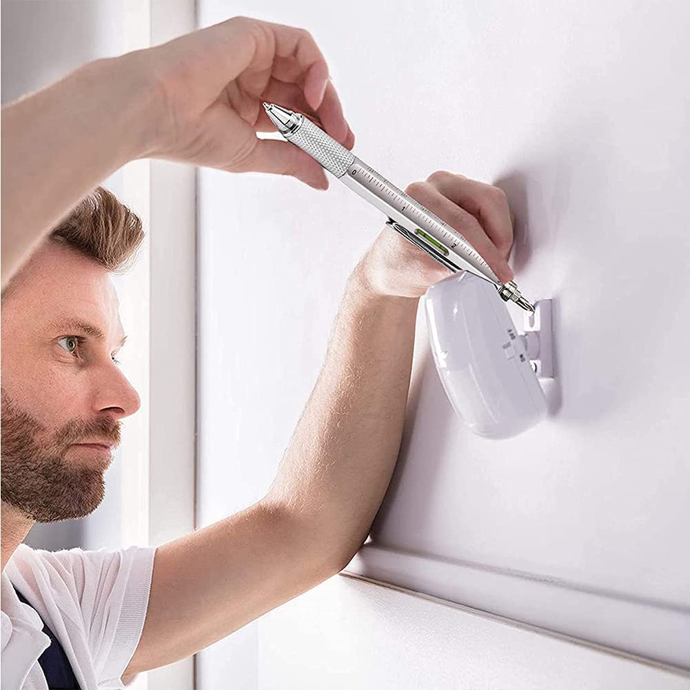 7-in-1-Multifunktions-Kugelschreiber mit modernem Handwerkzeug, messen Sie ein technisches Lineal, Schraubendreher, Touchscreen-Stift, Wasserwaage