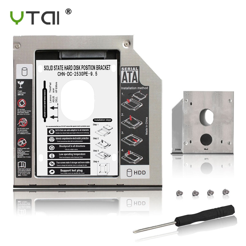 Aluminum Optibay 9.5mm SATA 3.0 2nd HDD Caddy SSD CD DVD Case Enclosure caddy Sledding for laptop 13" 15" 17" SuperDrive