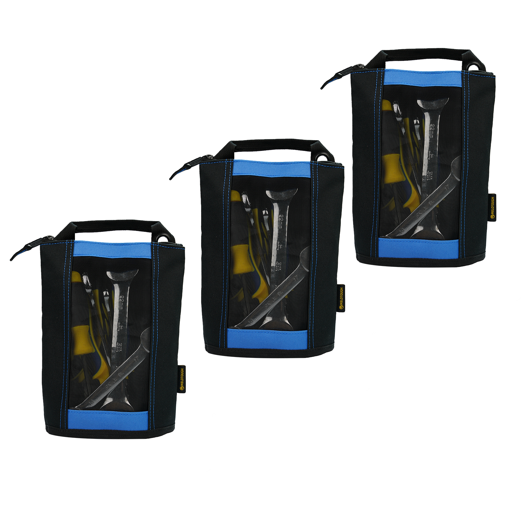 Melotough Canvas Rits Tool Pouch Zipper Bag-Sluiting Zak Met Mesh Venster En Opknoping Grommets 2 Pack: royal blue