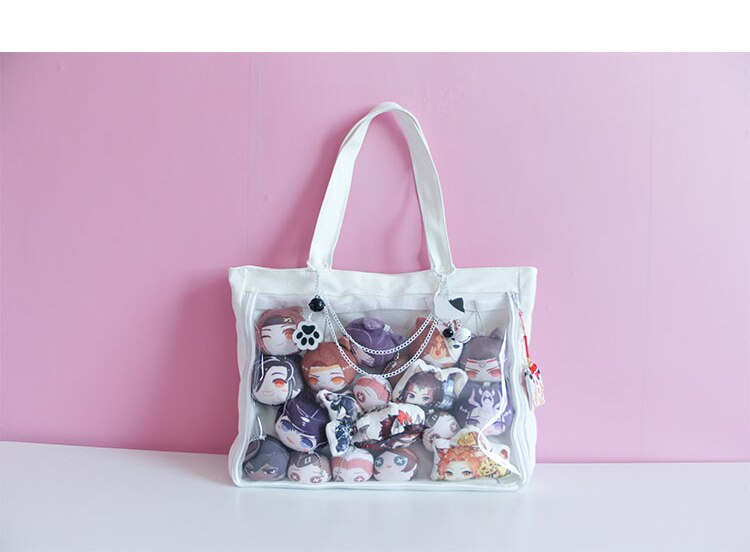 Japanese Wego Ita Bag Kawaii Transparent Window Lolita Canvas Handbag Shoulder Bag Candy Color Lovely Itabag: White