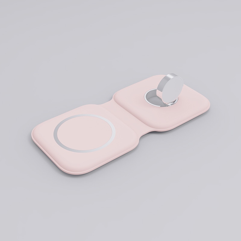 2-in-1 Wireless Charging Station for iPhone & Apple Watch - Magsafe Compatible: Pink