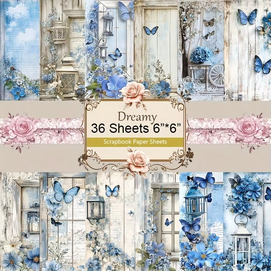 36 Sheets Starry Sky Scrapbook Paper Pack, Stationery Vintage Art Craft Pattern Scrapbooking Paper For Junk Journal Planner Card: grey