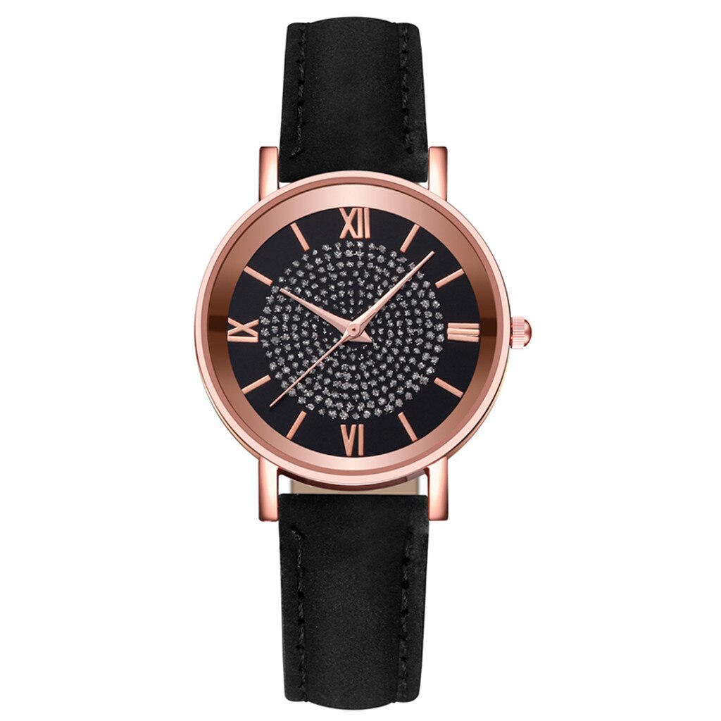 Luxe Horloges Quartz Horloge Roestvrij Staal Wijzerplaat Casual Bracele Horloge Rose Goud Waterdicht Dames Horloge Klok: Black