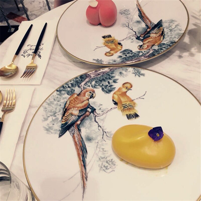 Jungle Luxury Ceramic Steak Western Dinner Plate Porcelain Kitchen Tableware Wedding 8/10 Inches Sales