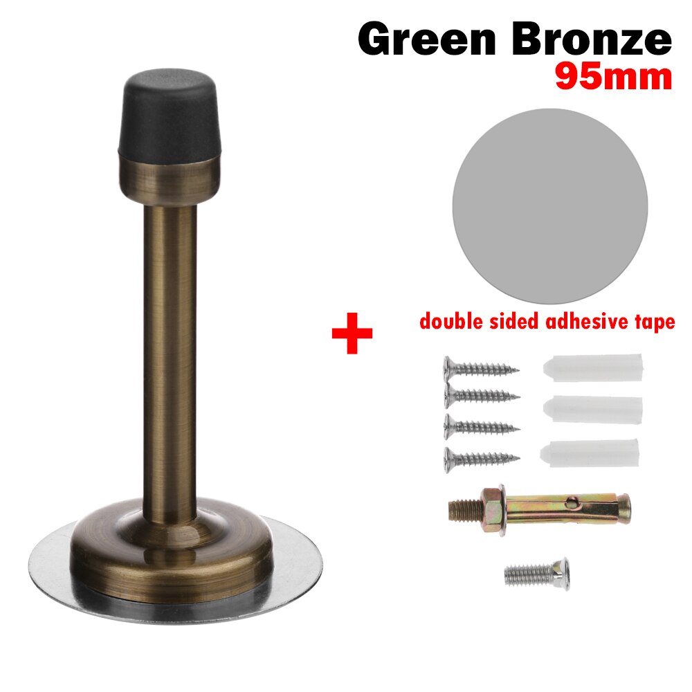 1PC Round Double Use Door Stops Anti-Collision Rubber Stopper Buffer Stainless Steel Self Adhesive Door Holder Protection: 95mm-green bronze