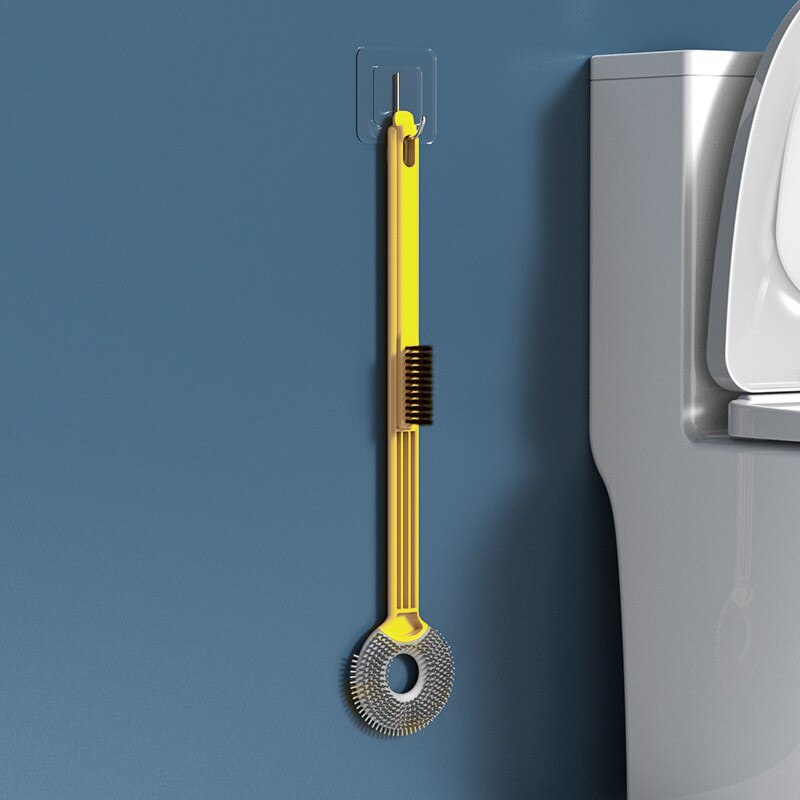 Silikon Wc Pinsel Startseite Wc Sauberen Pinsel Zauberstab Montiert Wc Reinigung Werkzeuge Mit 2 Bürsten WC Schlecht Zubehör: Gelb Nein Kasten