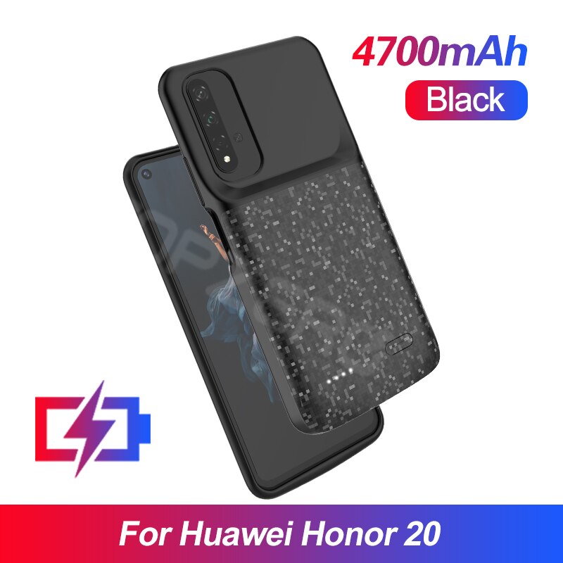 Funda de batería para cargador inalámbrico, funda trasera de 4700mAh para Huawei Mate 20 Pro Nova 3i 4e para Huawei Honor 8 8X 9X Pro 10: For Honor 20