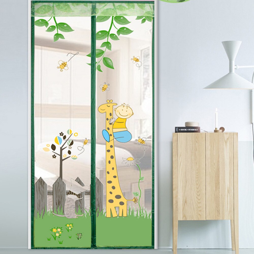 Schattige giraf anti-muggen dichter stofdicht magnetisch gordijn klittenbandsluiting deurgordijn zomer slaapkamer transparant gordijn