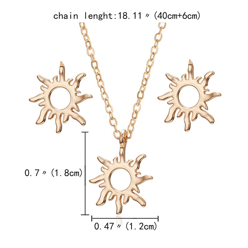 RINHOO Gold Color Jewelry Sets For Women Butterfly Owl Elephant Bird Animal Necklace Earrings Set Jewelry Set Wedding Jewelry: sun