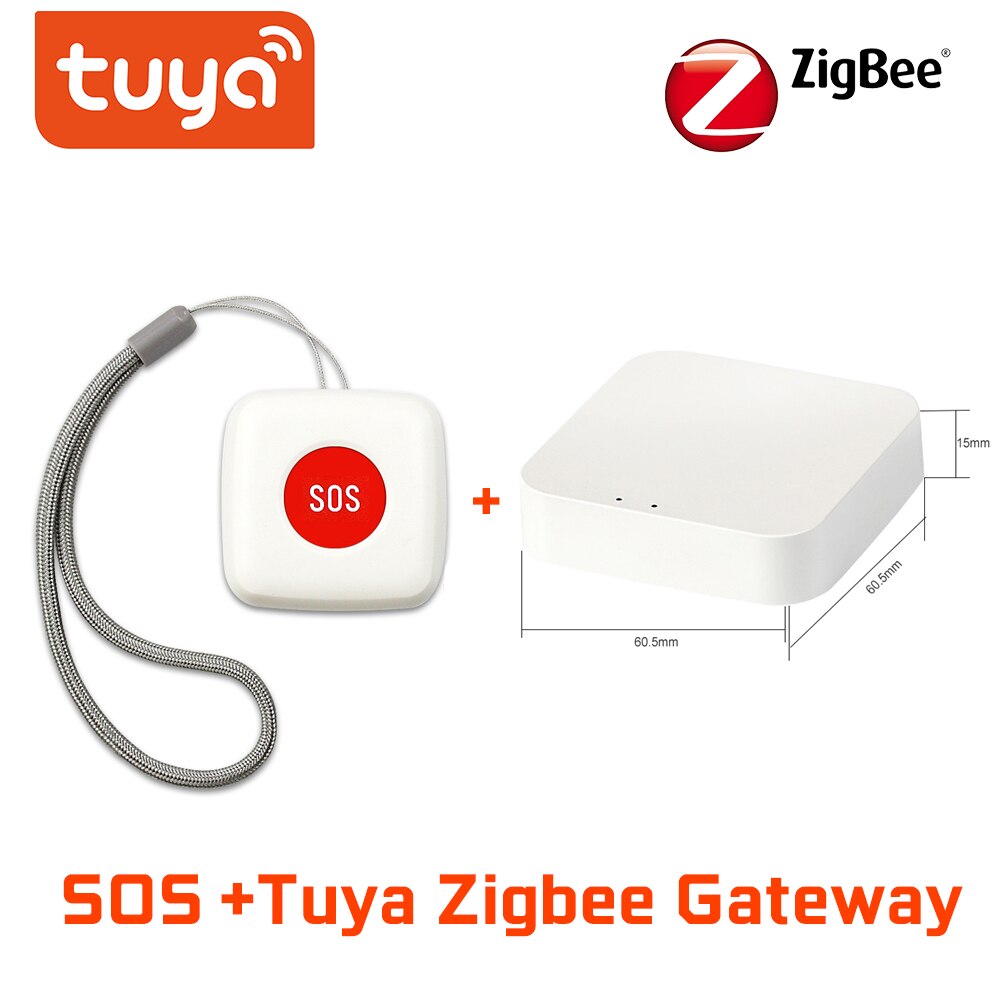 Tuya zigbee sos painike anturi hälytys vanhusten hälytys vedenpitävä hätäapu hälytyskytkin toimii tuya zigbee hub smartlife -sovelluksen kanssa: Sos lisää yhdyskäytävä