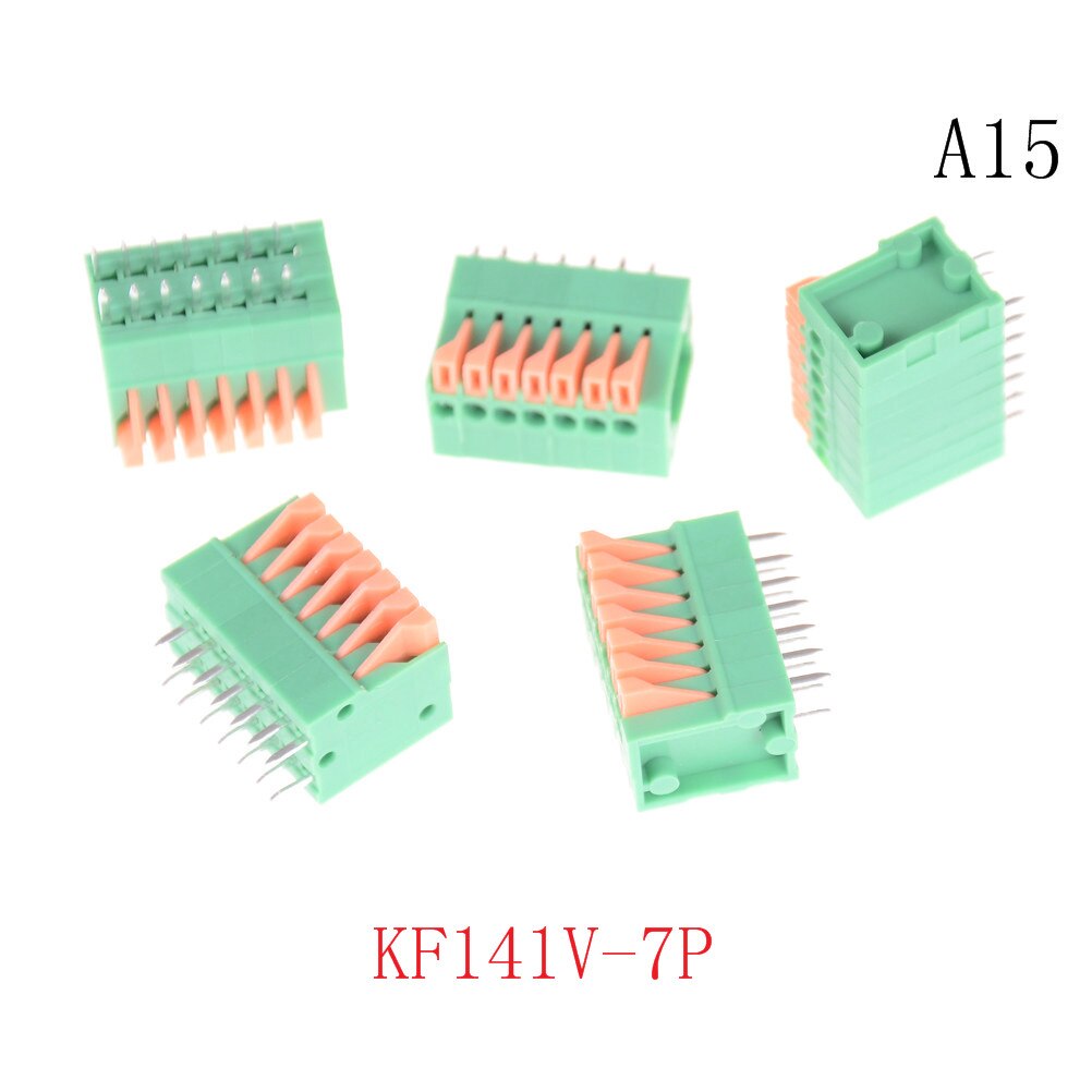 5 stk huxuan  kf141r kf141v 2.54mm delte pcb lige fodstik 2/3/4/5/6/7/8/9/10p fjederskræløs kobberklemme