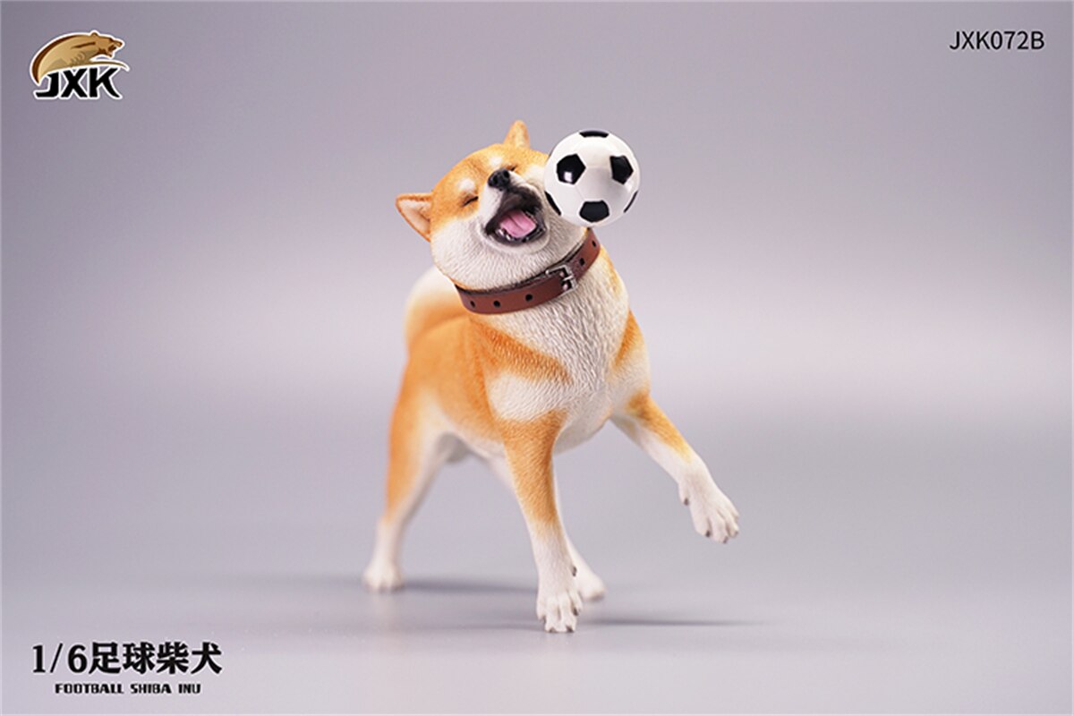 JXK 1/6 Flying Disc Shiba Inu Model Play Football Silly Dog Cute Animal Figure Ornaments Toy for Children Adults Kids: JXK072B
