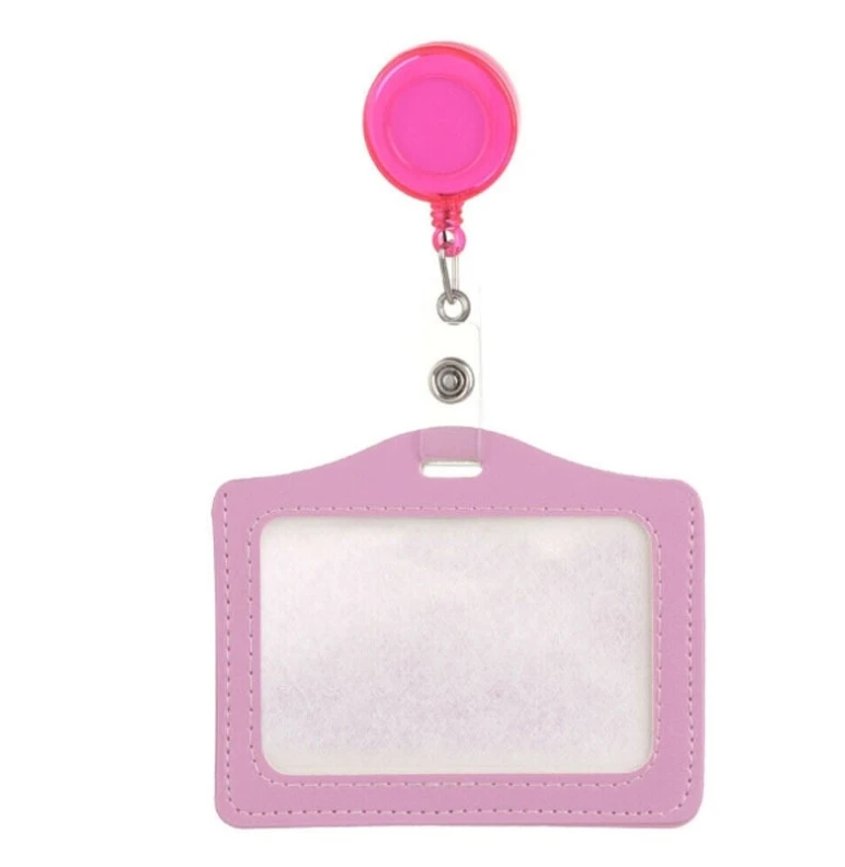 1 Set PU ID Staff Employee's Card Holder with Retractable Badge Reel Students Old People Bus Card Sleeve Pass Access Card Cover: green