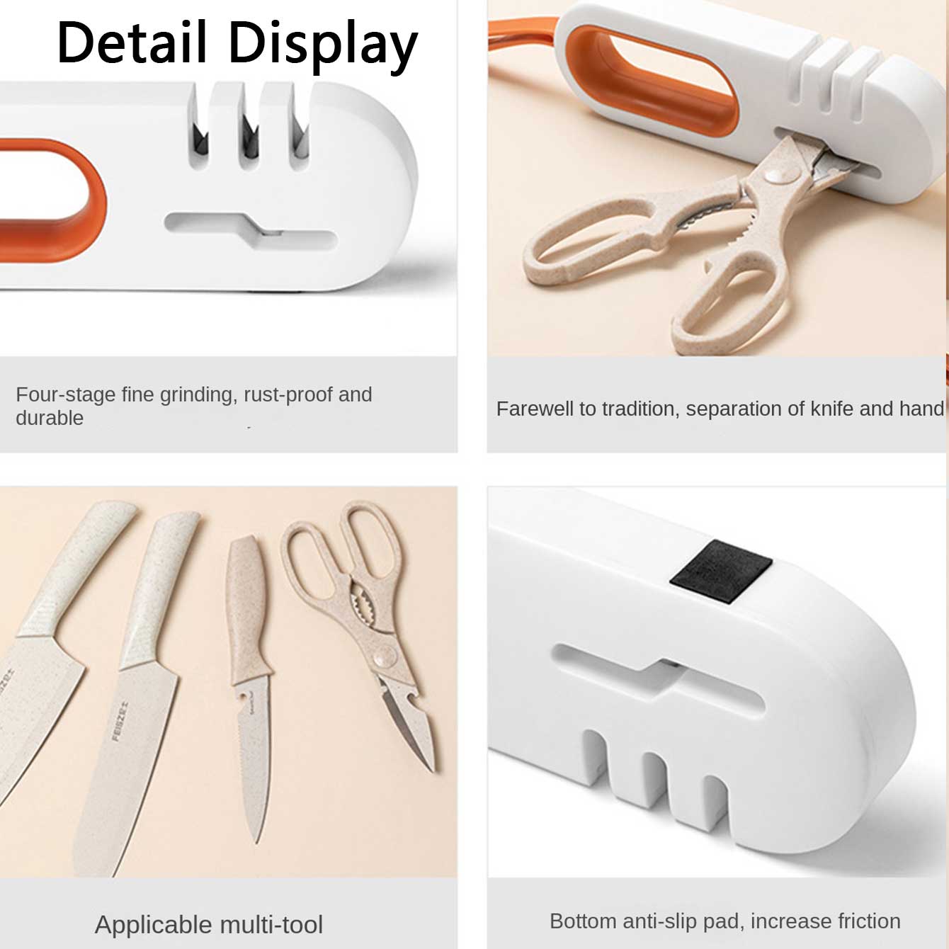 1 draagbare multifunctionele messenslijper - met een handig en een veilig ergonomisch handvat, met een antislipbasis