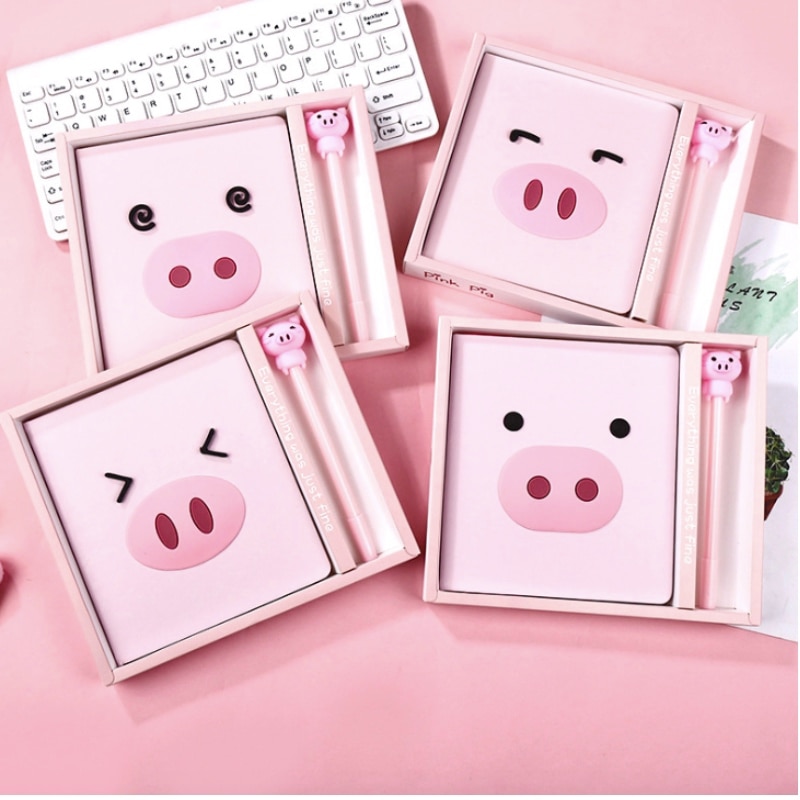 Bella Maiale Kawaii taccuino pianificatore rivista Quotidiano Libro con la Penna impostato di Cancelleria Forniture Studente Forniture Scolastiche Regalo