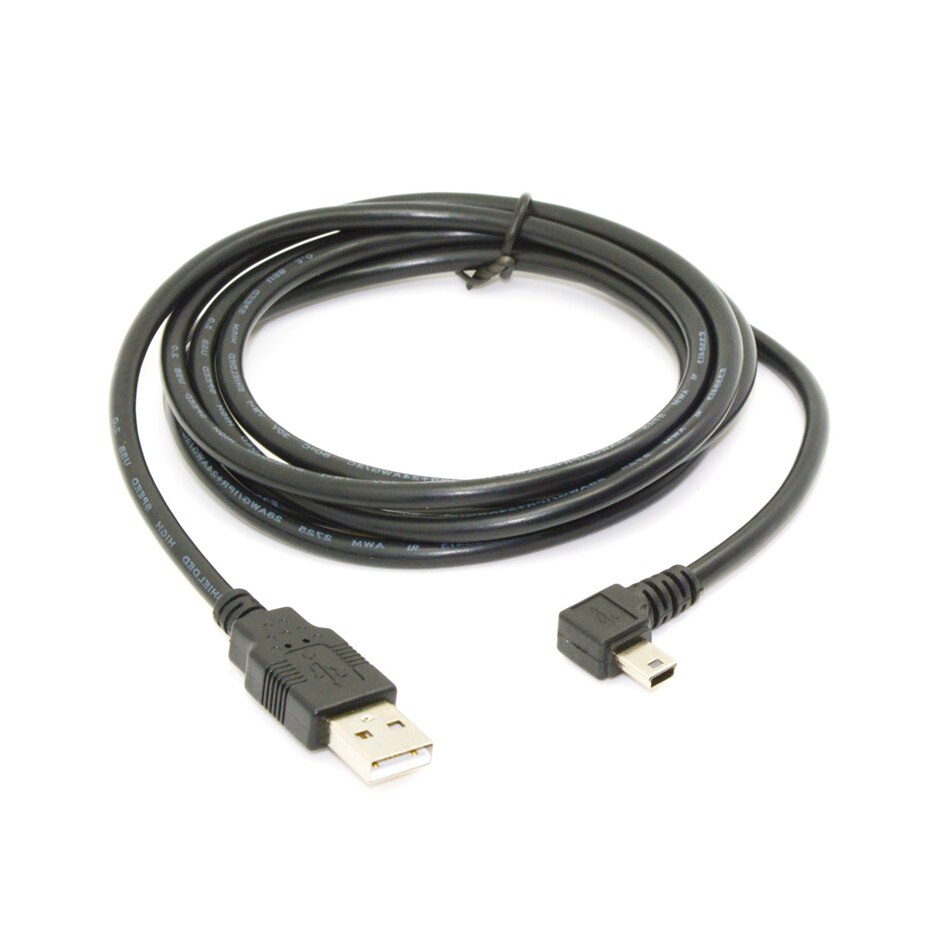 Cable de datos Mini USB tipo B de 5 pines macho arriba abajo en ángulo izquierdo-derecho de 90 grados a USB 2,0 macho 0,25 m 0,5 m 1,8 m 5m