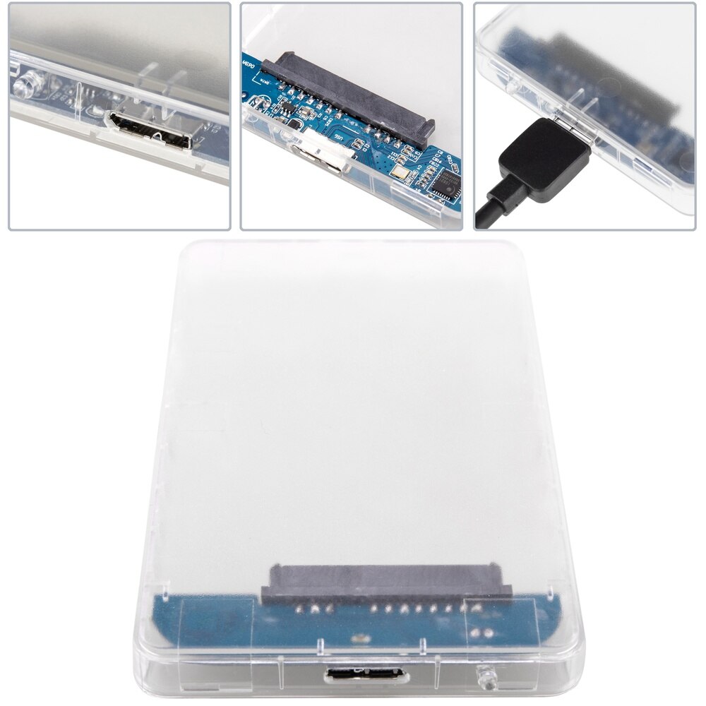 BeMatik - Caja externa transparente para disco duro de 2.5" HDD SATA 3.0 a USB 3.0 a 5 Gbps