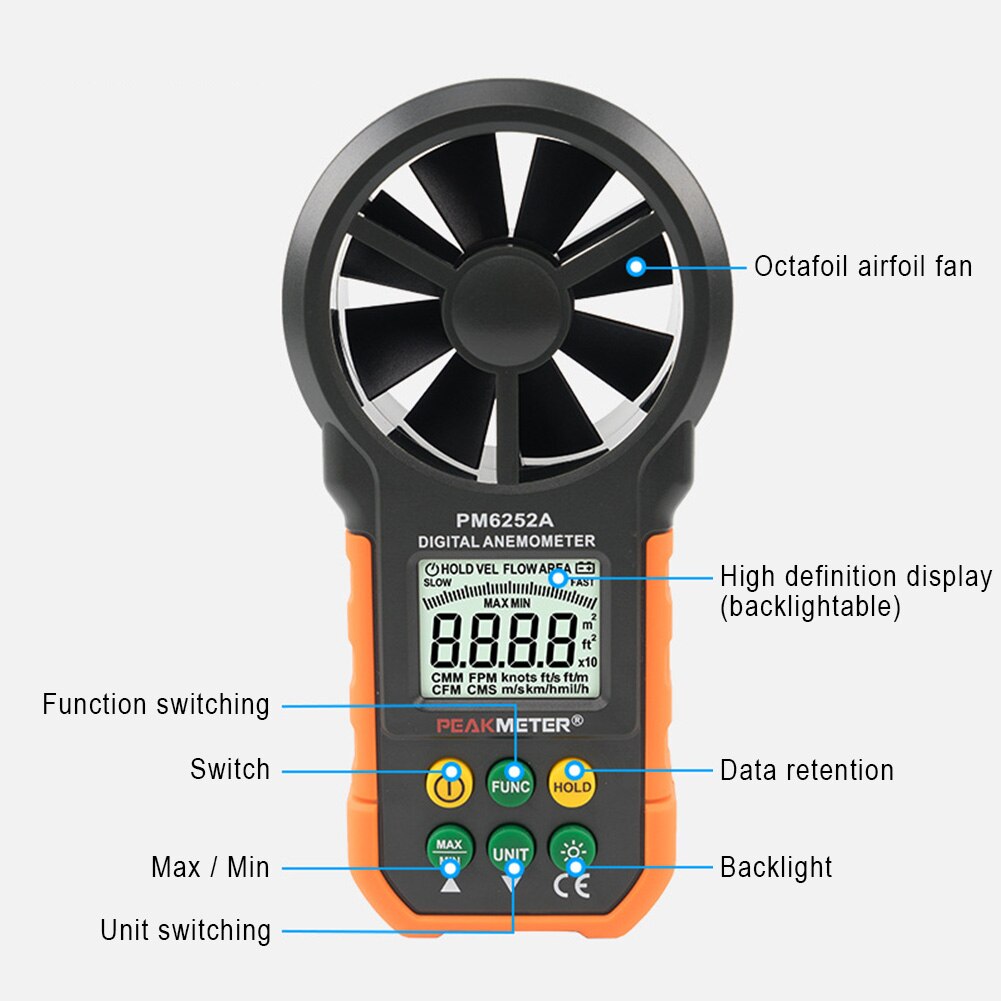 Windsurfing Battery Operated Sailing LCD Display Outdoor Air Volume Measuring Digital Anemometer Camping Portable Handheld