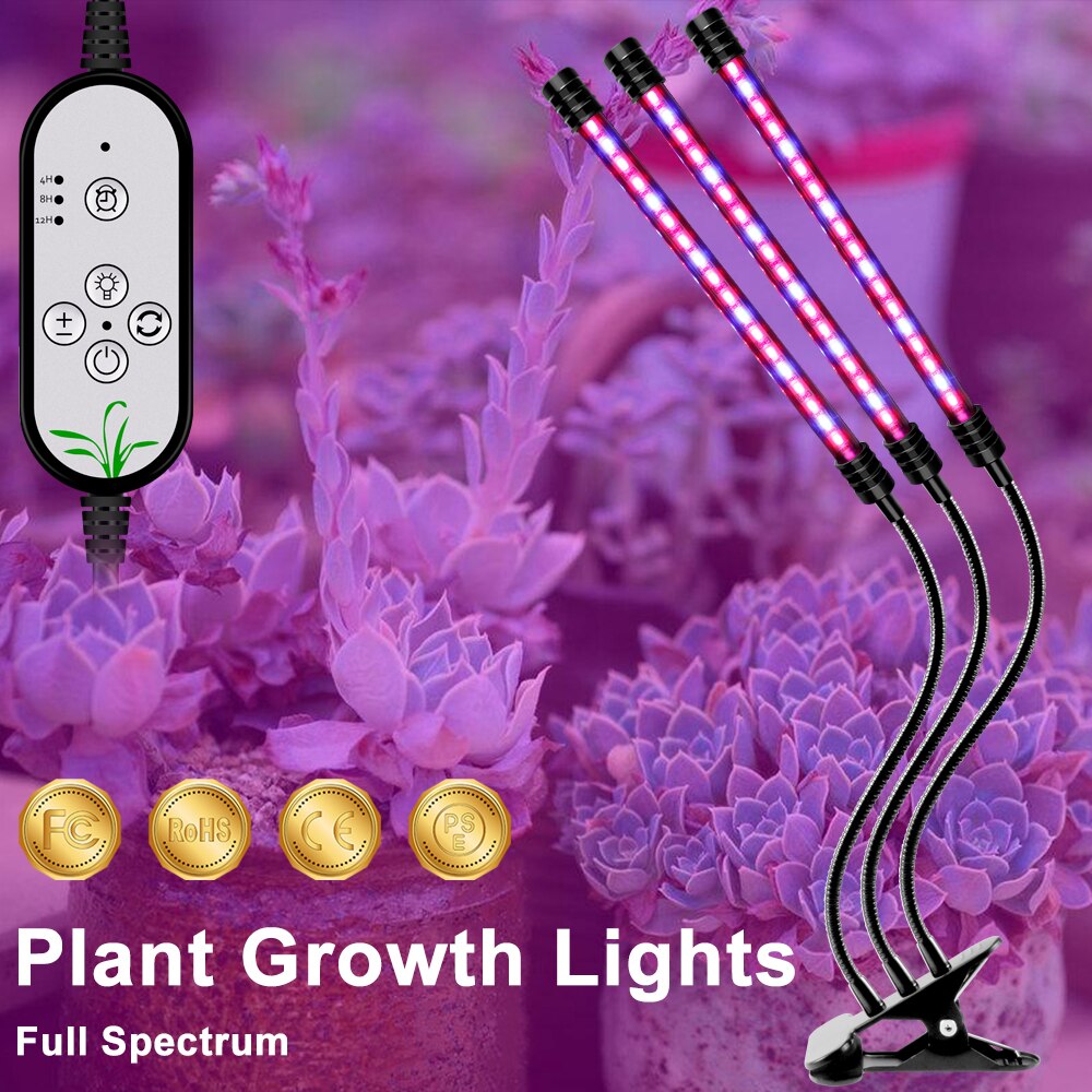 Usb Phyto Lamp Led Full Spectrum Hydrocultuur Groeien Licht 5V Phyto Lampy Led Plant Verlichting 9W 18W 27W Smart Timing Clip Plant Lamp