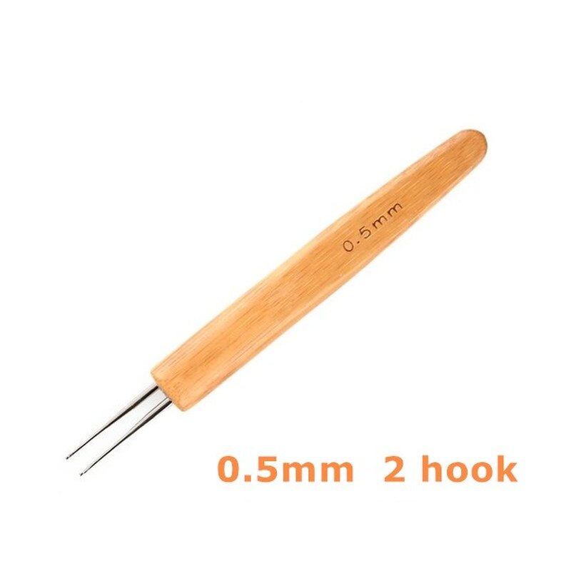 Pruik Naald Haak Haak Voor Pruik Dreadlock 1/2 Haken Naald Haarverlenging Hulpmiddel Braiders 0.5Mm 0.75Mm Bamboe Naald houder