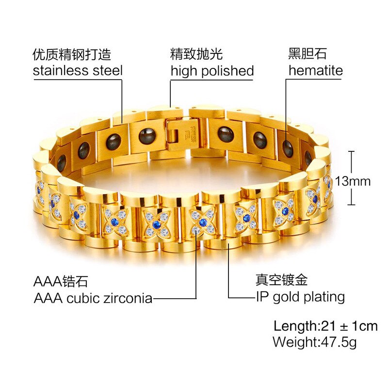 SIZZZ fabricantes lote reta de aço inoxidável casal Magnética ímã magnético ouro bracelet & bangle