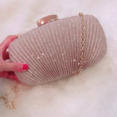 Gouden avond clutch tas dames tassen bruiloft glanzende handtassen bruids metalen strik clutch tas ketting schoudertas: Stijl 2
