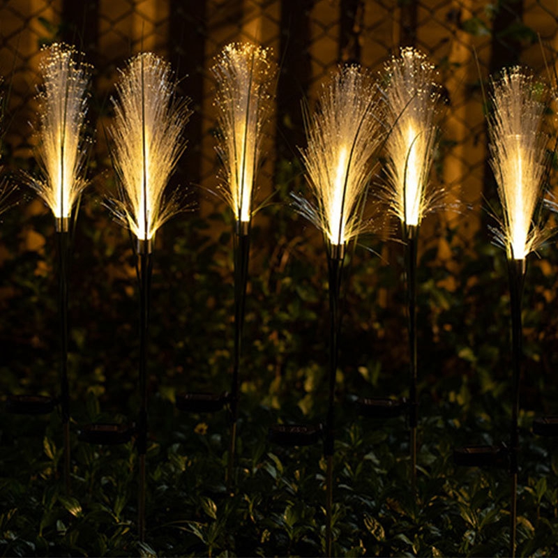 Luces solares de paisaje para jardín, lámpara de césped con luz Solar, simulación de flor de bulrush, lámpara de fibra óptica, iluminación de camino impermeable para exteriores