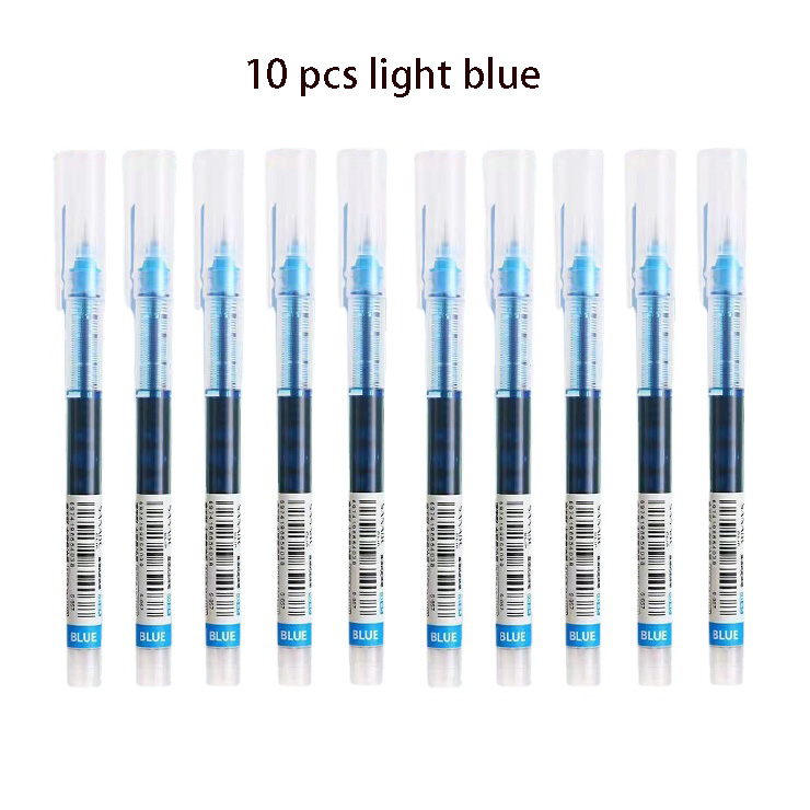 Bolígrafo de Gel líquido recto de 10 colores, bolígrafos de Gel coloridos de gran capacidad de secado rápido, bolígrafos Rollerball de 0,5mm, papelería para escuela y oficina: Azul