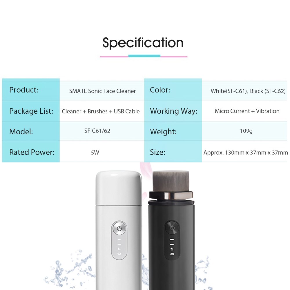 For Xiaomi Electric Facial Cleanser Face Cleaning Skin Pore Cleaner Body Cleansing Machine Massage For Home With 3 Brush Heads