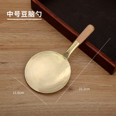 Multi-Use Kitchen Tofu Spoon - Golden Brass Food Scoop Ladle For Serving Tofu, Rice & Soup