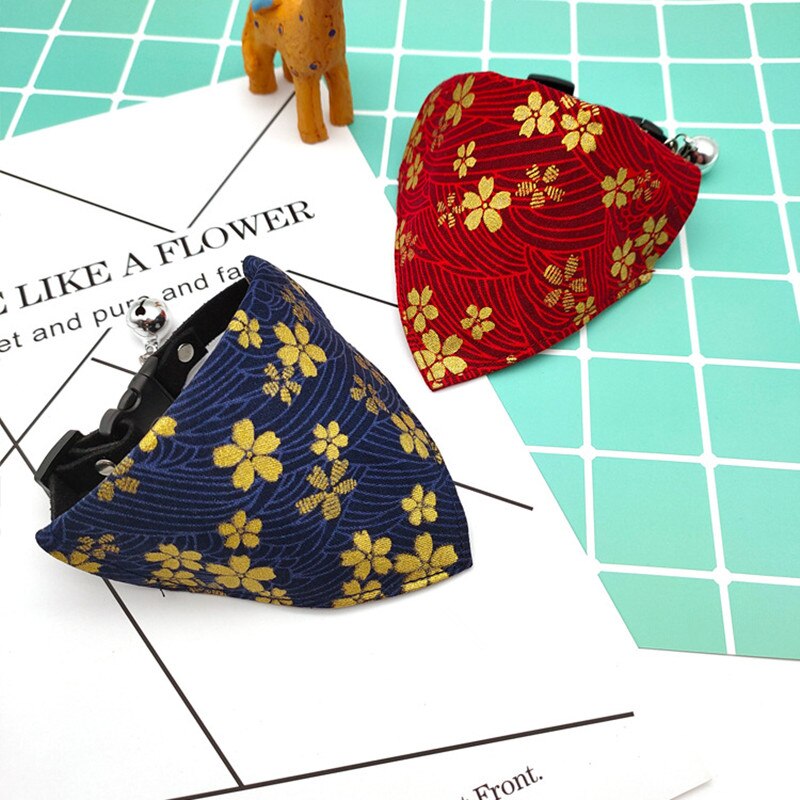 Japanese Adjustable Small Dog Collars Puppy Cute Pet Slobber Towel Outdoor Cat Collar Print Scarf Dog Collar Neckerchief