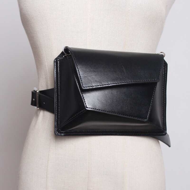 [eam] bauchtasche aus pu-leder mit einsätzen, damen-charakter, lässig, vielseitig kombinierbar, crossbody, frühling/sommer, Trend 18 a 5852