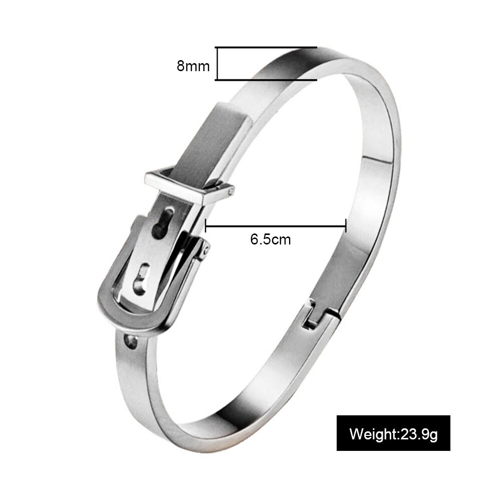 2018 nova fine4u b050 fivela de cinto pulseira para mulheres masculinas 316l aço inoxidável pulseiras & bangles 3 cores escolhas: Silver-8mm